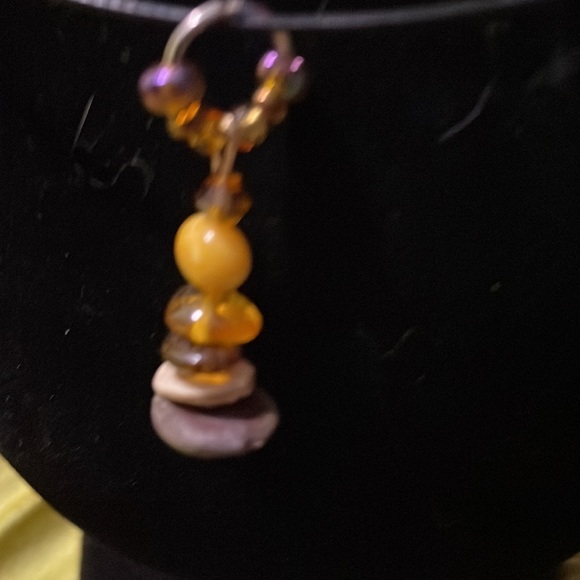 Handmade Jewelry Necklace w Upcycled Amber & real seed beads & New Glass Beads - Picture 3 of 5